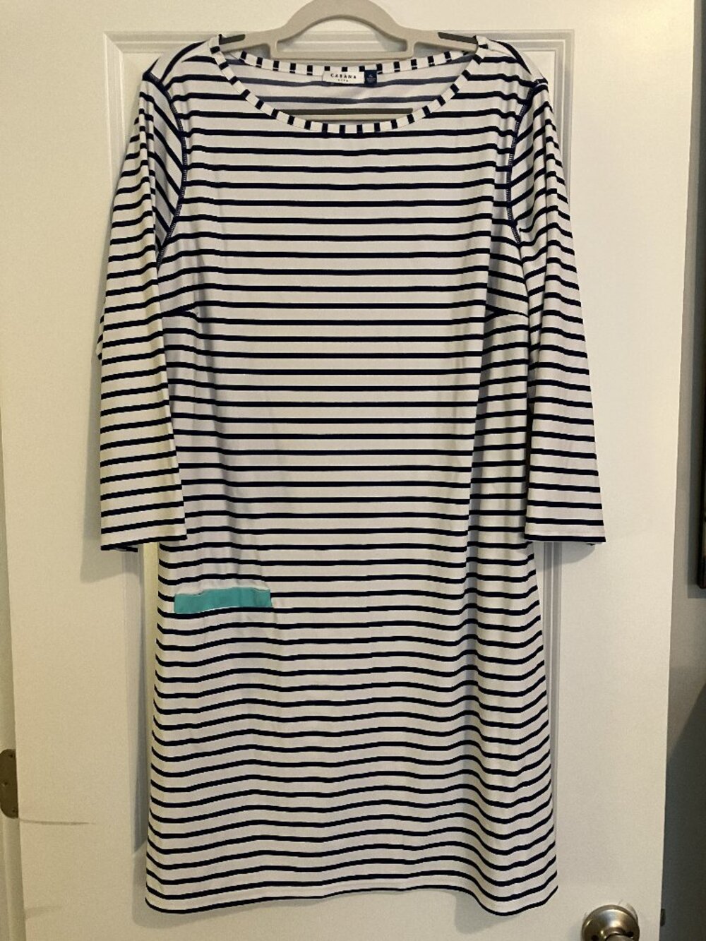 Cabana Life Navy and White Striped SPF Midi Dress Sz XL